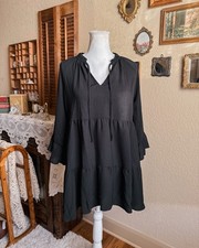 Show Me Your Mumu Viola Mini Dress XS Black Tiered Boho Ruffle NEW