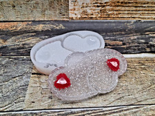 Crushed glass crystal jeweled double heart trinket tray mold -MOLD ONLY-