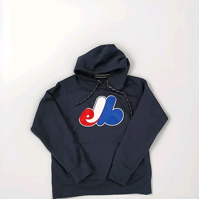 Montreal Expos Logo Size Large Blue Pull Over Hoodie MLB Genuine