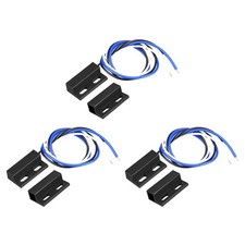 Wired Door Contact Sensor NO NC Surface Mount Magnetic Reed Switch Black 3Pieces
