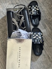 Azalea Wang Bundle  Rhinestone Strappy Platforms and Silver Embellishmed Slides