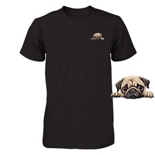 Funny Pug Dog Peeking Pocket Tshirt Cute Puppy Dog Lover Tee Print Gift
