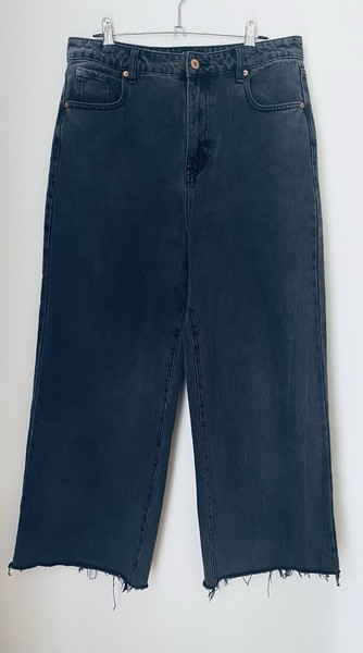 Sportsgirl Black Charcoal High Waist Wide Cropped Ankle Jeans 12 11 10