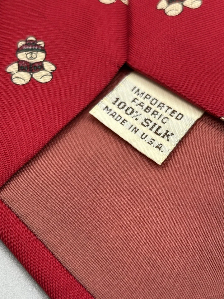 Vintage EUC Marshall Field’s Silk Tiny Teddy Bear Print Tie Men’s Necktie USA - Image 2 of 3