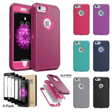 For Apple iPhone 6 6s Plus 3in1 Layers Shockproof Case Cover / Screen Protector