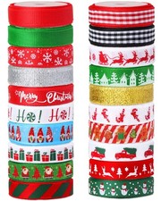 20 Rolls 100 Yards Christmas Grosgrain Ribbon 3/8 Inch Gift Wrapping Crafts