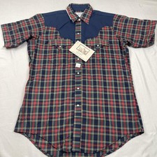Vintage Rockmount Ranch Wear Shirt Mens Medium Short Sleeve Plaid Pearl Snap USA