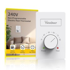 YeloDeer 240V 4 hilos manual eléctrico zócalo calentador termostato para el hogar