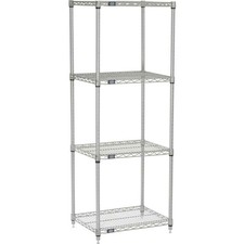Nexel 5 Tier Silver Epoxy Wire Shelving Starter Unit 24"W x 24"D x 63"H