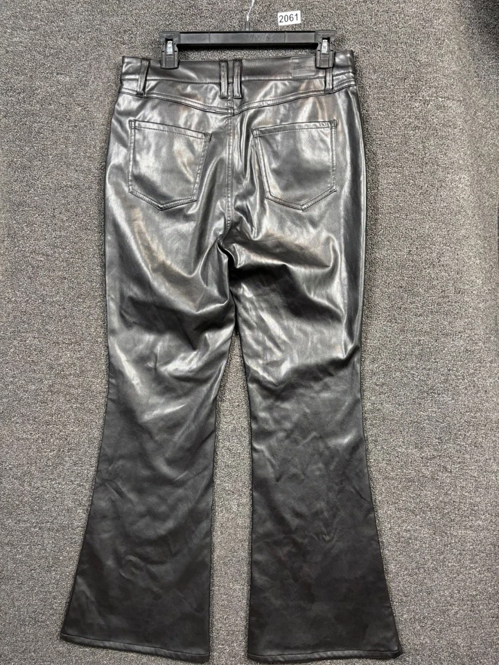 娃娃屋素食皮革机车裤女式 9/10 码黑色高腰喇叭裤腿 — 第 2/4 张图片