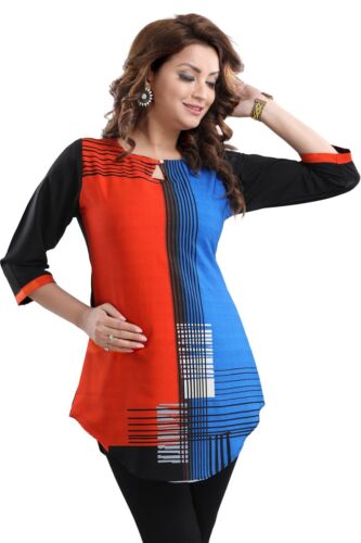 Women Ethnic Kurti Tunic Kurta Shirt Printed Multicolour Short Dress SC2422S[14] - Picture 1 of 9