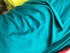 PowerWool Light Weight polartec power wool teal grid fabric By The Yd