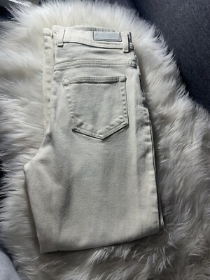 90 s Super Model | Y2K | Cream Stretch Jean Size 8 | Clean Girl Aesthetic