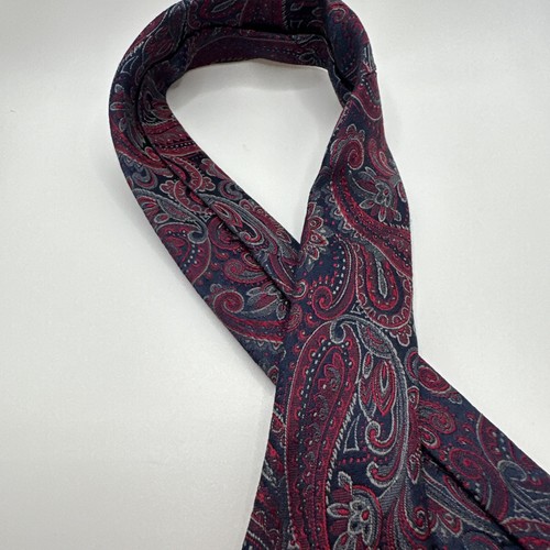 Brooks Brothers Men’s Silk Necktie XL Navy And Red Paisley About 62” - Picture 16 of 17