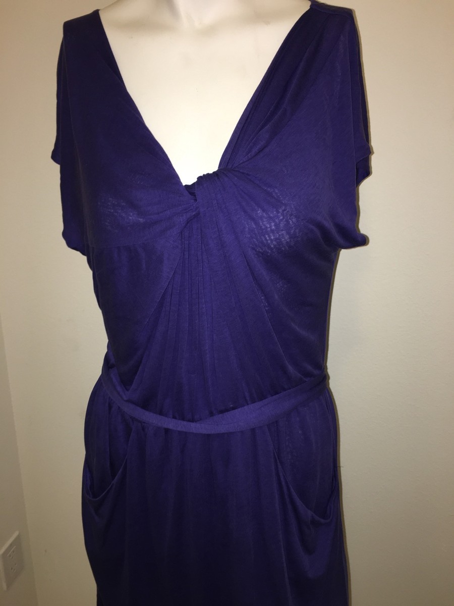 purple jersey knit dress Bethany Merino Wool Ribbed Swing Dress