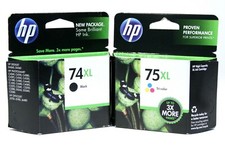 2PK Genuine HP 74XL HP 75XL Ink for Deskjet D4360 Officejet J5780 J6480 EXP DATE