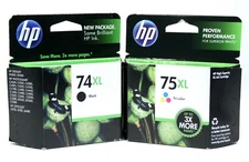 2PK Genuine HP 74XL HP 75XL Ink for Deskjet D4360 Officejet J5780 J6480 EXP DATE