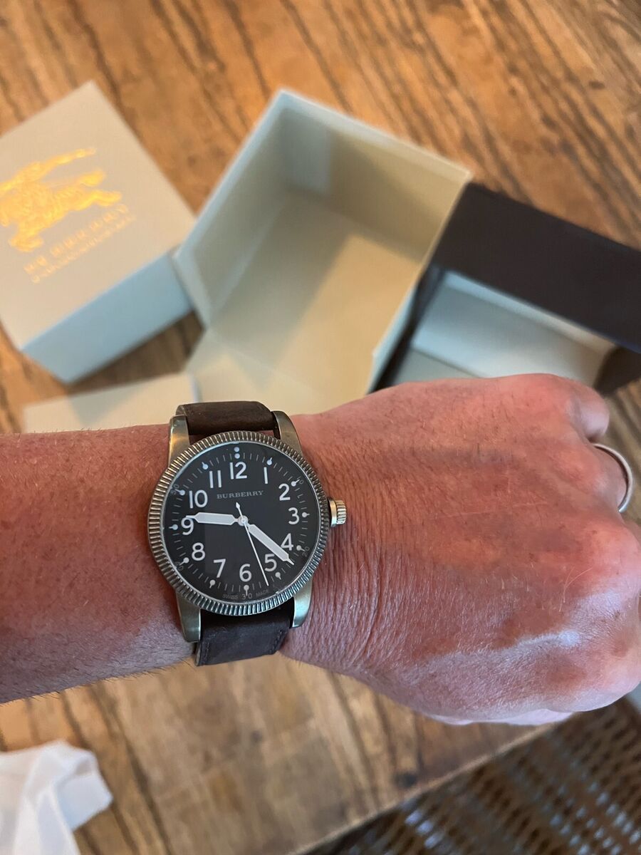 Burberry Endurance Military Black Dial Brown Leather Strap Burberry Endurance Military Black Dial Brown Leather Strap