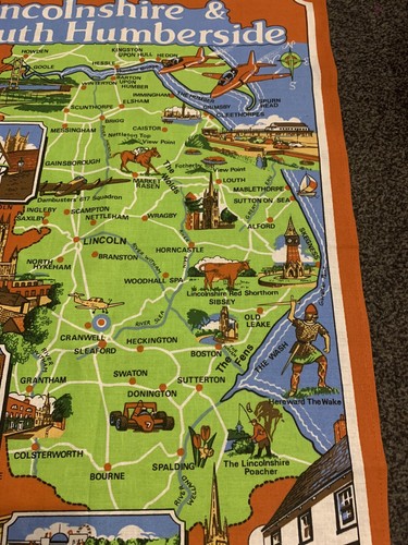 2 Vintage Tea Towels New Forest & Lincolnshire& South Humberside Never Used - Picture 5 of 15