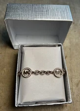 Michael Kors Gold Tone Plated Brass & Crystal Station Bracelet NWT & Box