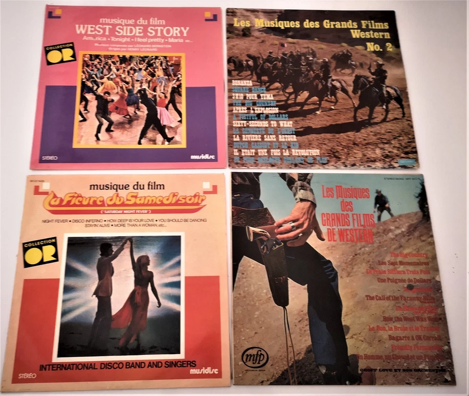 MUSIQUE DE FILM  LOT 4 disques LP 33 tours 30 CM très bon état western - Photo 1/1