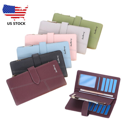 Women's Business Leather Clutch Bag Zipper Wallet Credit Card Purse Phone Bag