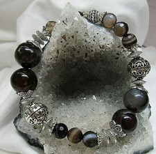 fac. AUGENACHAT  Edelstein-Armband ca. 19 cm  A-Qualität HANDARBEIT Nr.500