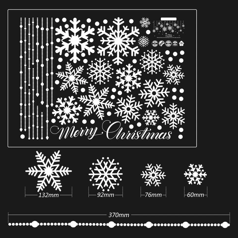 Reusable White Christmas Snowflake Window Stickers Decorations Cling Decal Decor