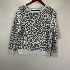 Grayson Threads Sweatshirt Womens Small Gray Animal Print Ribbed Hem Cuffs