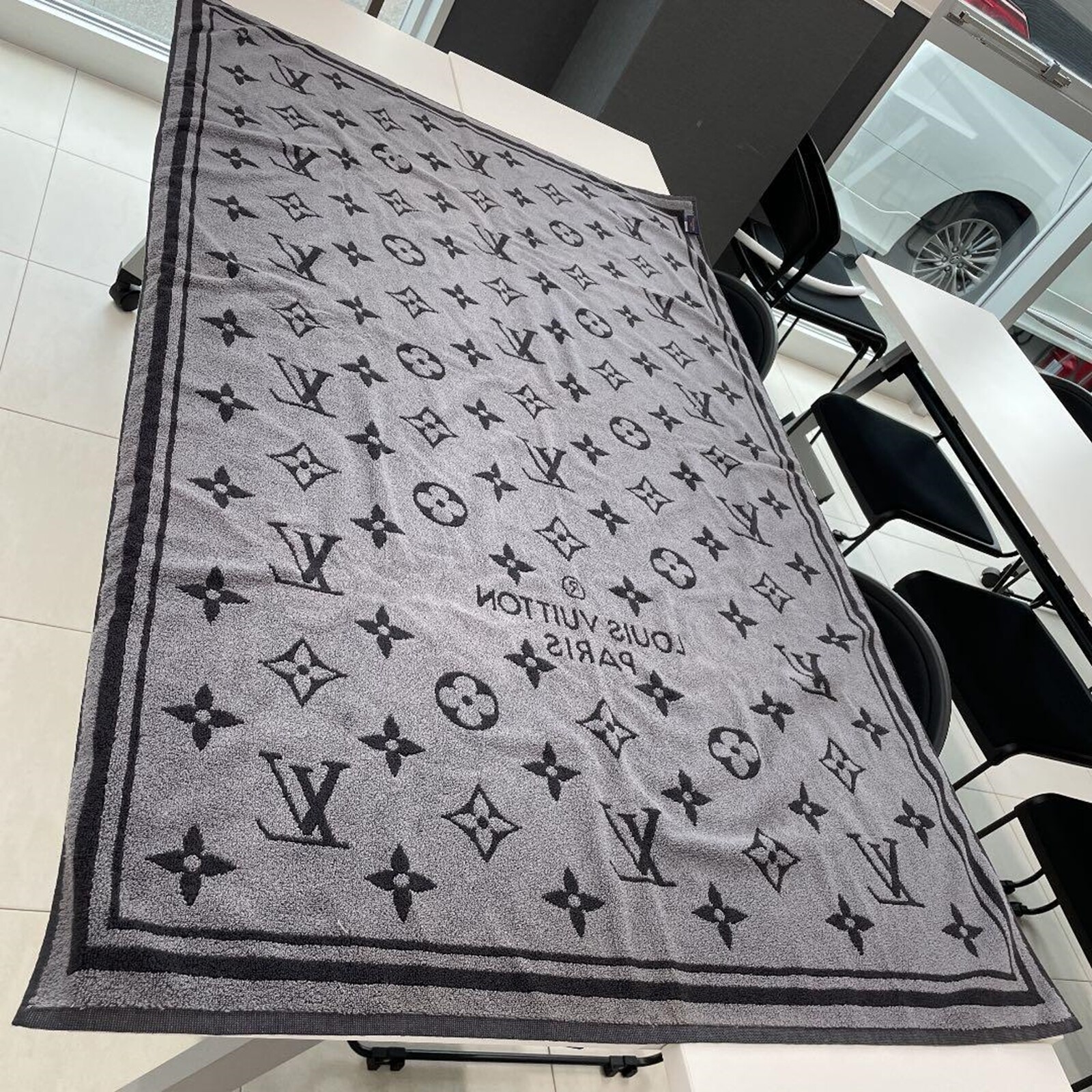 Louis Vuitton Beach Towel Blanket Monogram Black Color 100% Cotton 