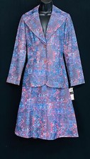 Vintage 1970s purple suit, skirt jacket deadstock NWT A line retro dress blue S