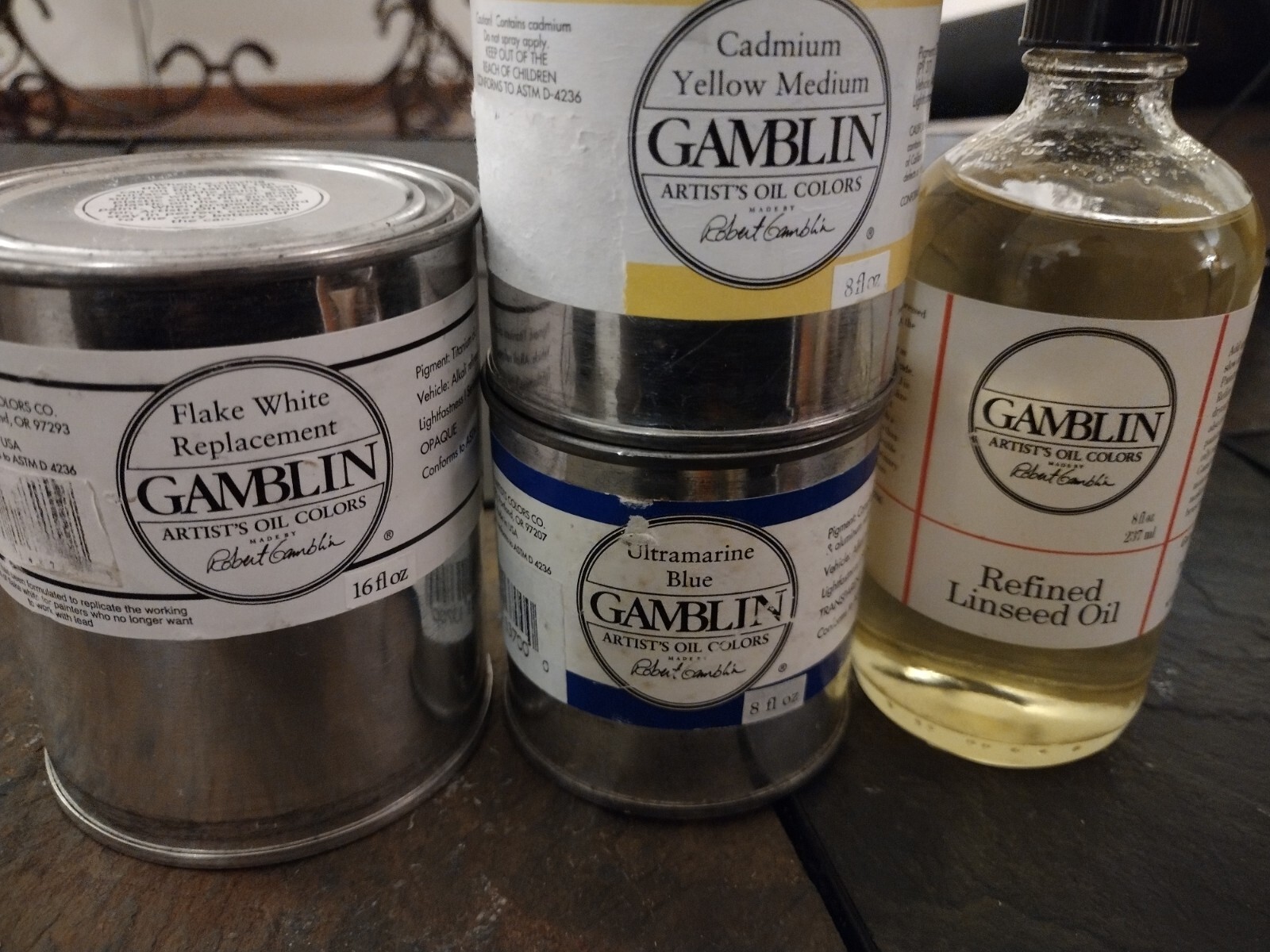 3 New Gamblin Oil Paint Cans. 16oz & Two 8 Oz. Bonus 8oz Linseed Oil eBay
