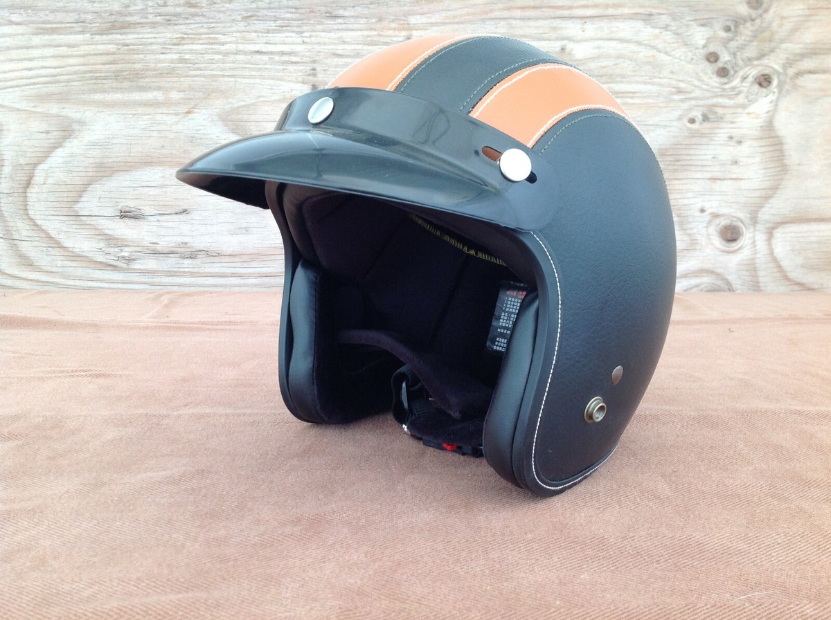 Cool Leather Wrapped M2R-300 Size Large 3/4 Open Face Helmet With