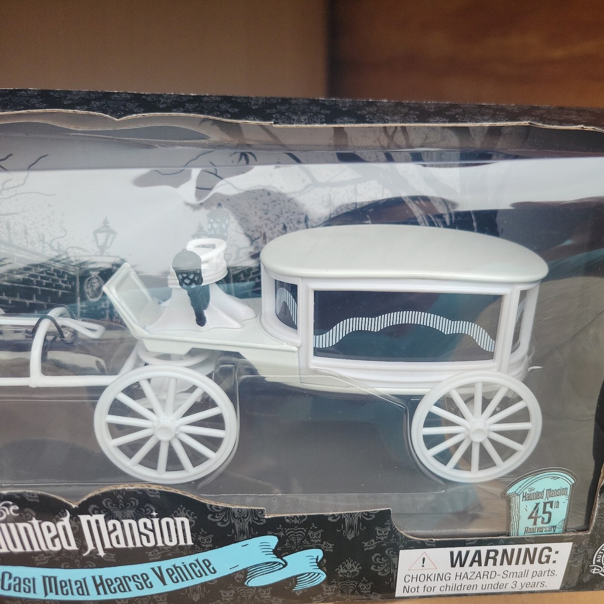 Disney 45th Anniversary The Haunted Mansion Die-Cast Metal Hearse Vehicle  White