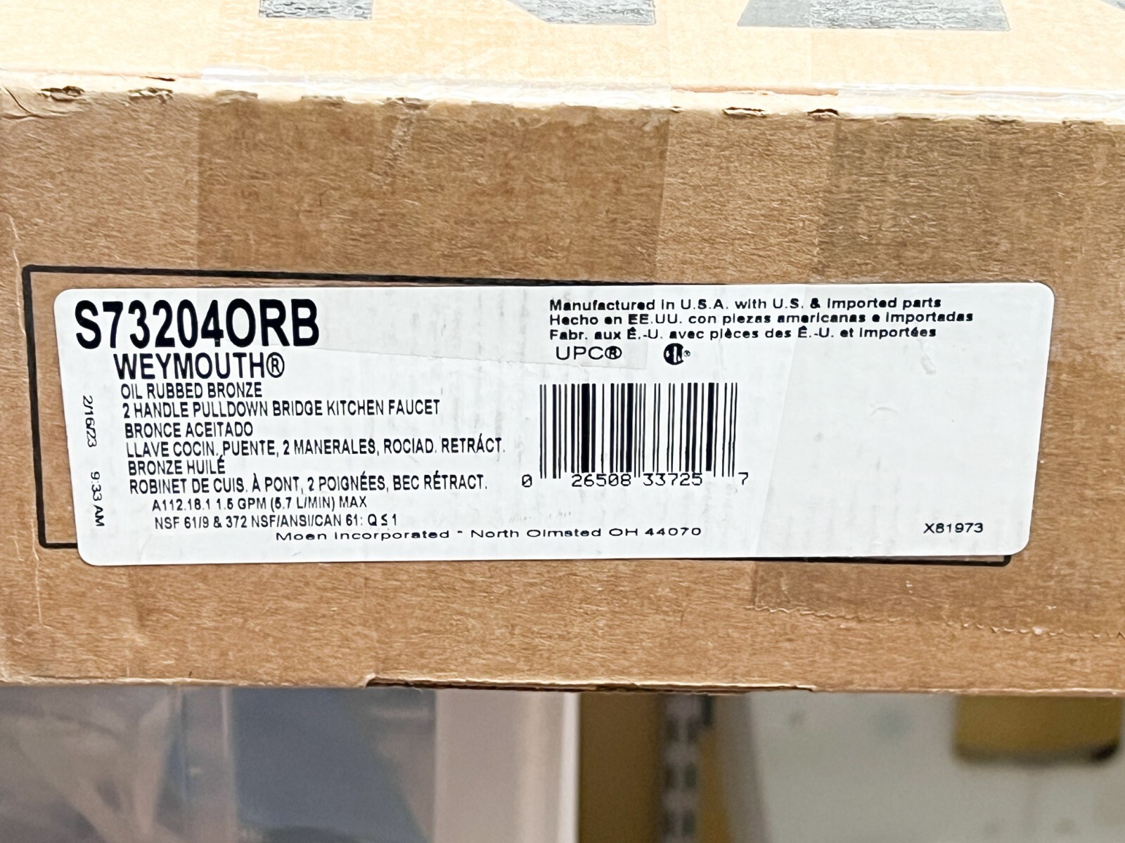 Moen S73204ORB Weymouth 2Handle Pulldown Bridge Kitchen Faucet Oil Rubbed Bronze