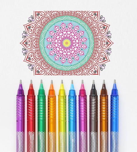 Ballpoint Pens Set Of 10 Assorted Colours Multicolour Ball Pens Medium Point 1.0 - Afbeelding 3 van 6