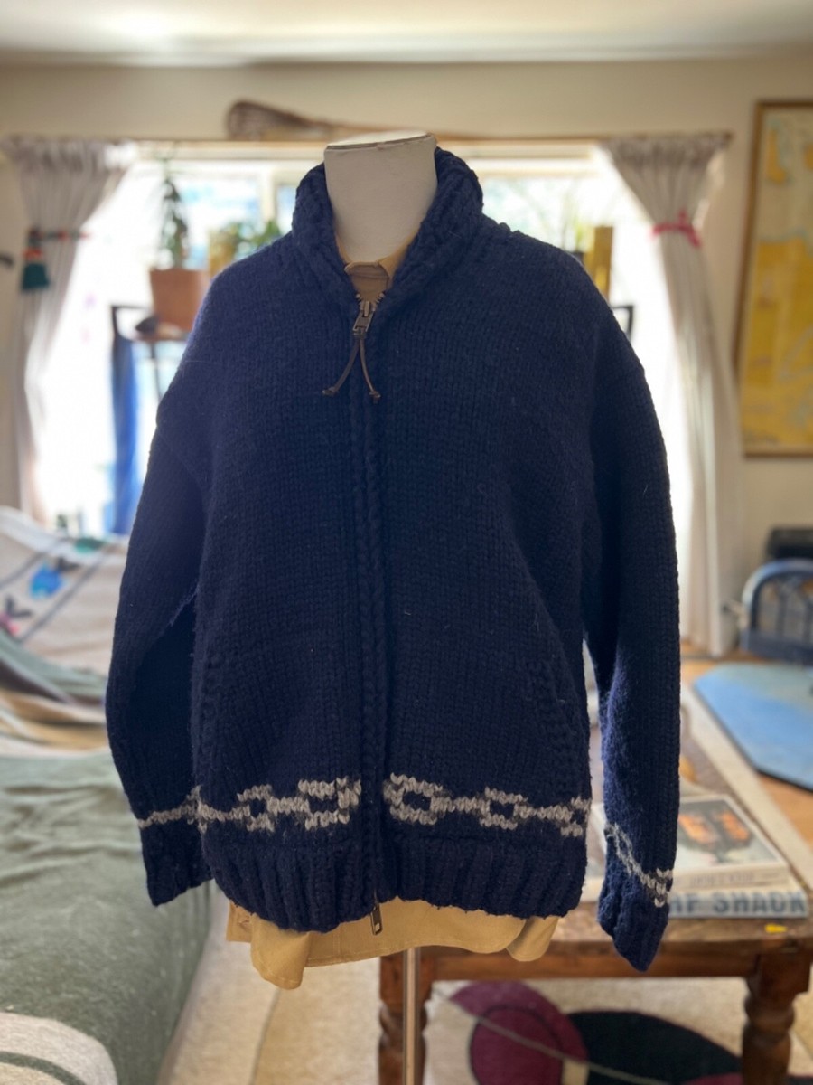 RARE Mens FILSON Tugboat Cowichan 100% Wool Zip Sweater Jacket M