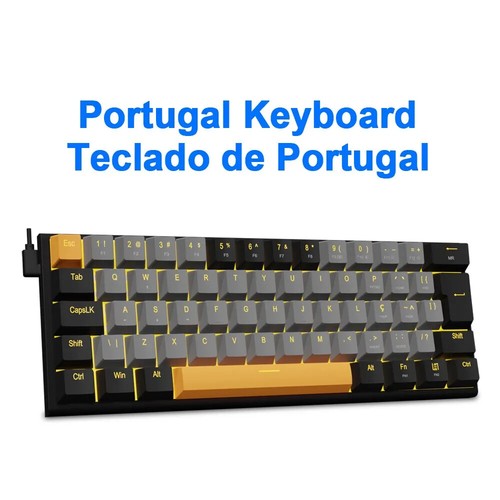 USB Mechanical Gaming Wired Keyboard Red Switch 61 Keys Gamer Russian Brazilian - Picture 10 of 29
