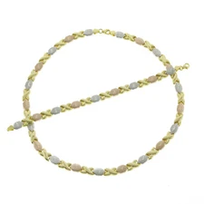 Tri Tone 925 Sterling Silver Stampato XOXO Hugs Kisses Necklace Bracelet Set