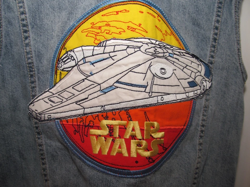 Chaleco GAP Denim Star Wars Millenium Falcon Logo Nave Espacial Niños Talla Grande Foto 4 de 4
