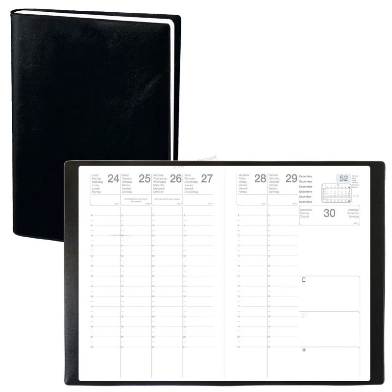 Agenda semainier 2026 - EXDI Olympe 16x24cm noir 1 semaine sur 2 pages - NEUF - Photo 1/1