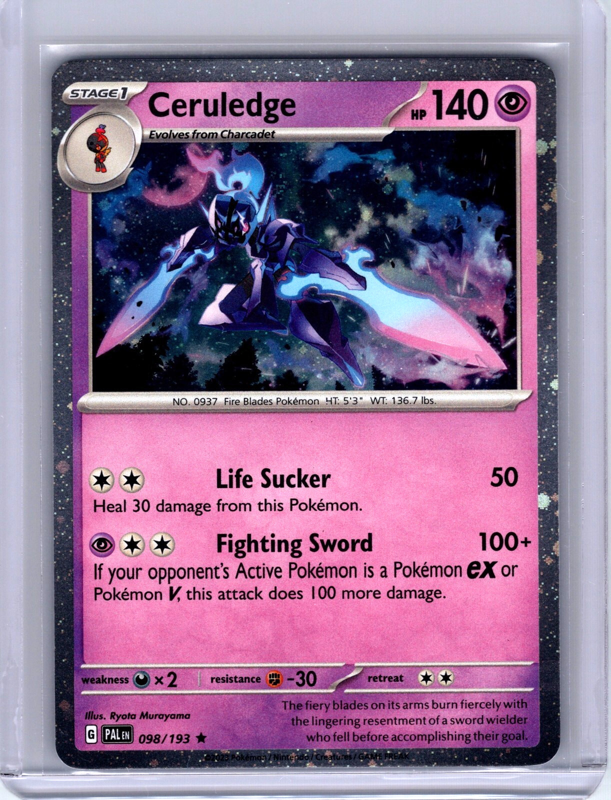 Ceruledge Rare Cosmos Holo 098/193 Pokemon Paldea Evolved