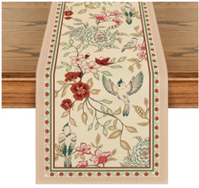 Brown Birds Flowers Blossom Table Runner, Sea...