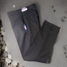 National Patrol Mens Pants, Dress Pants Black Flat Front 36 Unhemmed 3000 NWT