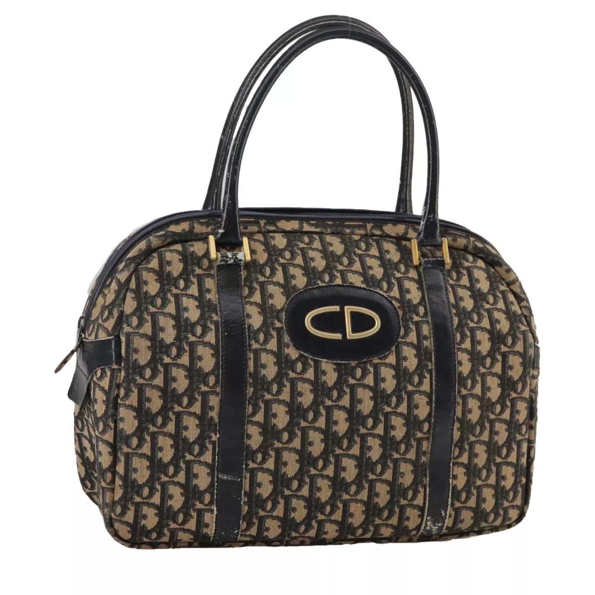 Sac à main Christian Dior trotteur toile marine or authentique 104738