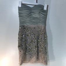 Glamour By Terani Couture Lt. Grn Top Silver/Gold Strapless Dress Womens Size 2