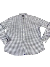 UNTUCKit Ruffino Button Down Long Sleeve Shirt Plaid Blue 3XL Tall Regular