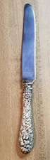 Stieff Repousse Rose Sterling Silver French Hollow Knife ~ No Mono ~ 8-7/8"