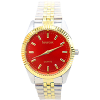 RöTting Design Herrenuhr Goldfarbene LüNette Rotes Ziffernblatt Wasserdicht Neu