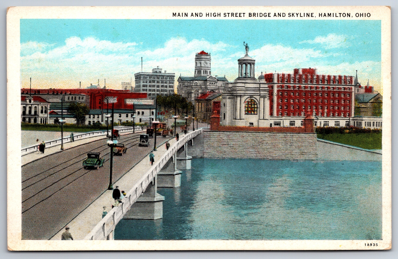 Hamilton Ohio~Main & High Street Bridge~Skyline~Courthouse~1920s ...